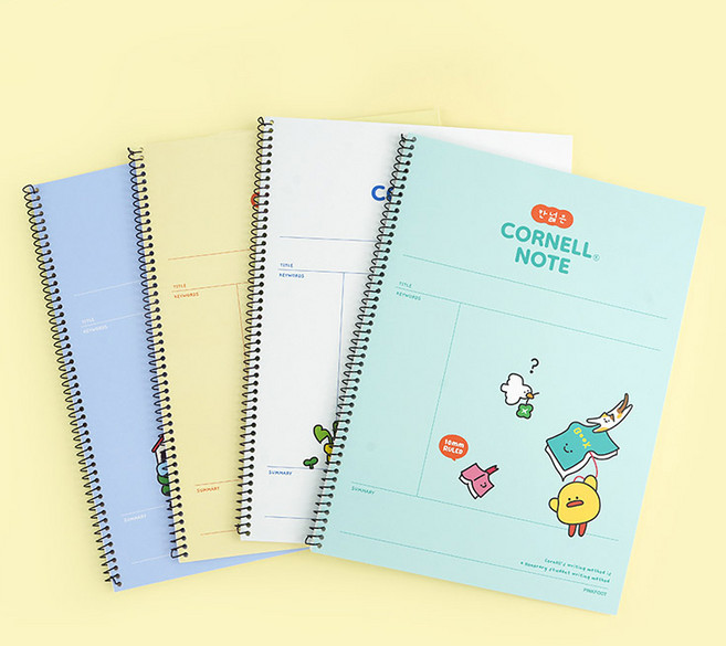 [꿈드림22] 핑크풋 pinkfoot 와글와글 칸이 넓은 코넬노트 줄간격 10mm 30매 넓은칸 소프트커버 2.0, 색상혼합발송