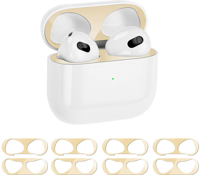 스페이스쉴드 에어팟 3세대 호환 철가루 방지 스티커 2P/4P 세트, 골드