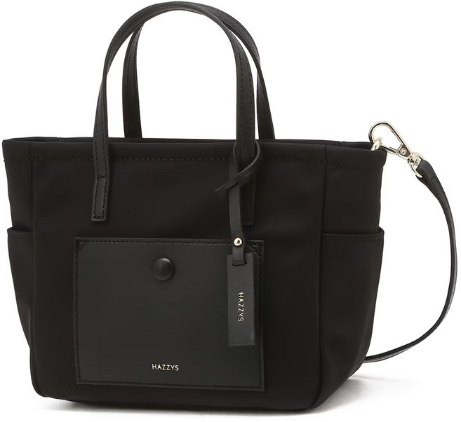 헤지스 여성 블랙 나일론 심플 포켓 탑집 미니 토트백 겸 크로스백