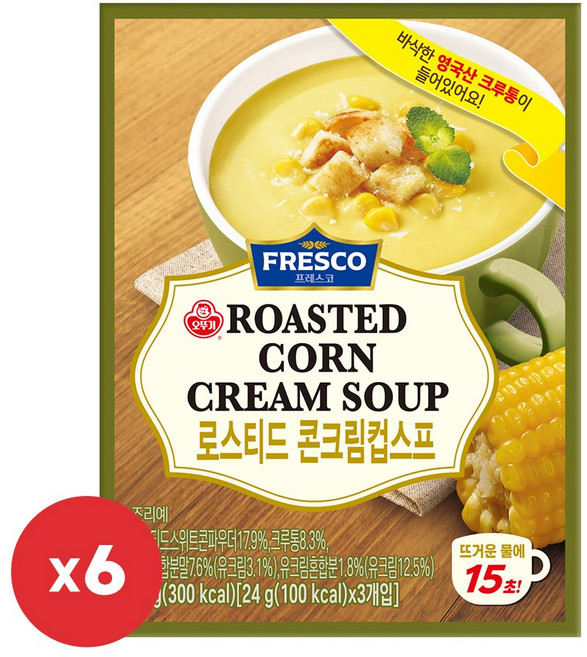 오뚜기 프레스코 로스티드 콘크림컵스프(24GX3) 6개, 24g, 18개