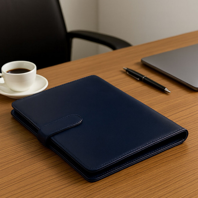 제너럴케이 가죽 바인더 버클타입 클립보드 A4, 네이비