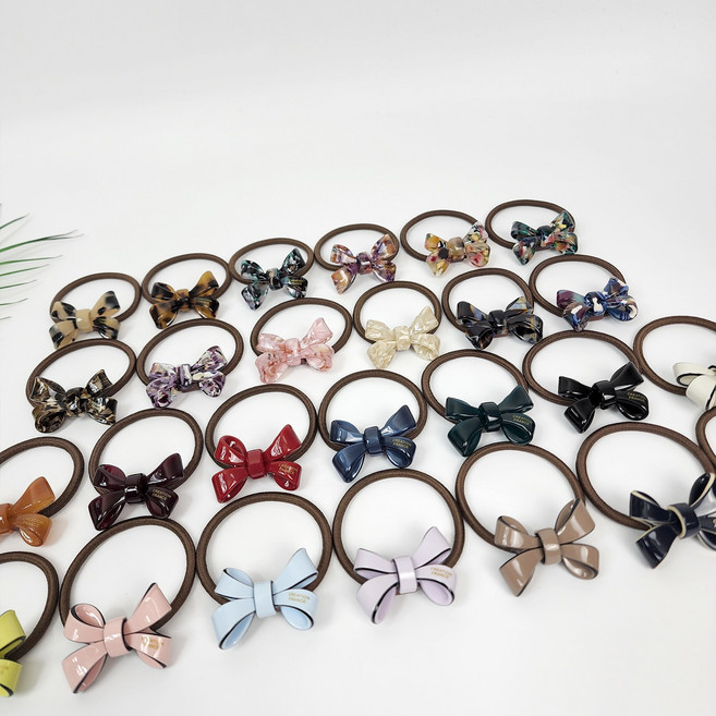 시크몽 프랑스핀 호피 마블 아트 나비 리본 머리끈 헤어끈