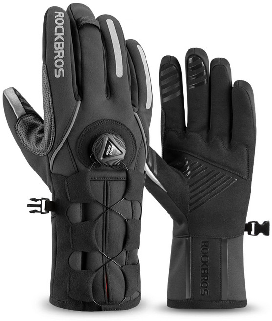 자전거 겨울 방한 기모 동계용 라이딩 장갑, 1세트, 블랙