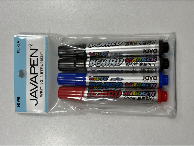 자바펜 화이트 보드 수성 마카펜 4개입 색상선택, 1개, 흑2청1적1