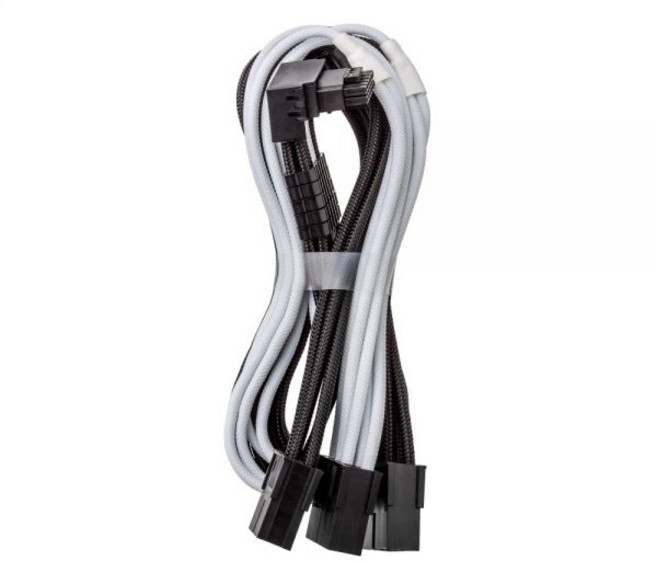 CableMod 프로 모드메쉬 슬리브드 12V-2x6 12VHPWR 90° 스텔스센스 PCIe 연장선 - 버전 A 검정 16핀에서 트리플 8핀 45cm, 변형 B, 검정 + 흰색