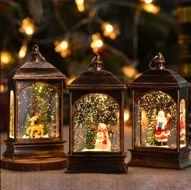 파티굿즈 크리스마스 워터볼 LED 스노우 데코 소품 장식 가게 매장 카페 인테리어 조명 무드등, 스노우산타