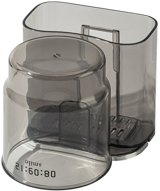 벽부착 투명 칫솔꽂이 양치컵 세트 거꾸로 물빠짐, 1세트, 투명그레이