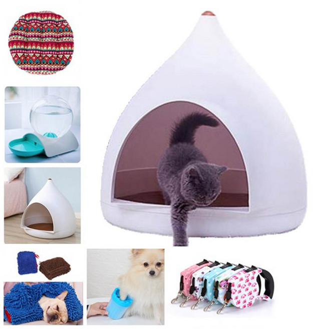 애견애묘 첫입양물품 6종세트 집 방석 급수대 수건 발솔 목줄, 1개