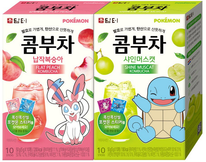 담터 포켓몬 콤부차 20T (납작복숭아 샤인머스캣), 1개, 50g, 5g, 10개입