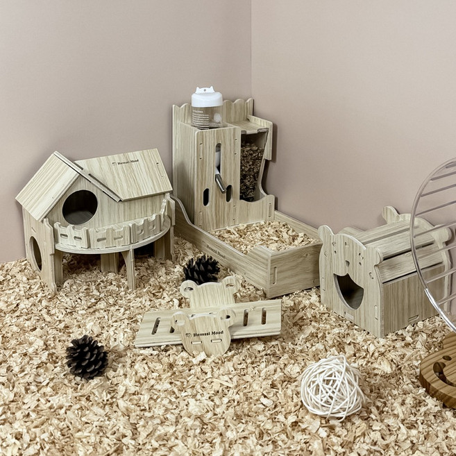 햄찌무드 원목 은신처 미로 놀이터 세트, 놀이터 C, 1세트