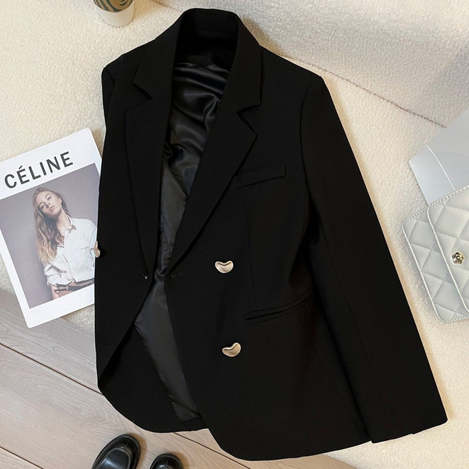 COSYEVNO 여성 더블버튼 그레이 테일러드 자켓 클래식 정장 춘추계 BCXxzwt-3