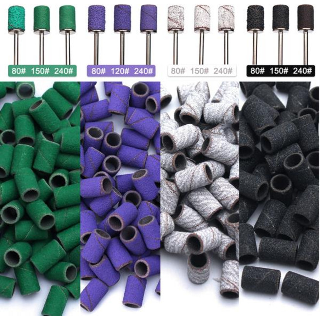 전동 네일 밀링 커터 드릴 비트 래터리 그라인딩 비트 파일 페디큐어 도구 세트 80/150/240 그릿 샌딩 밴드, 45 Yellow 100pcs G240, 1개