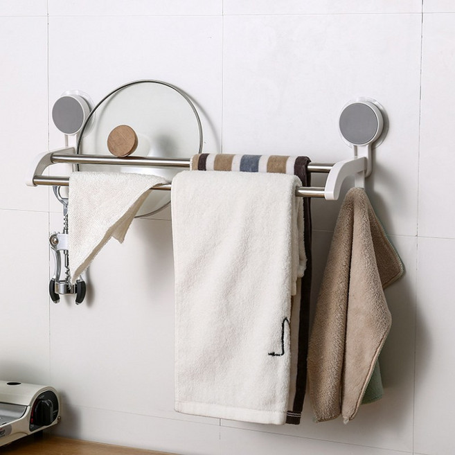 마벨인홈 무타공 강력접착 2단 수건걸이, 화이트, 1개