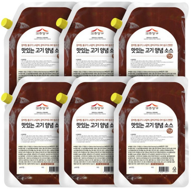고추명가 맛있는 고기양념 소스 2kg x 6팩 갈비찜양념 돼지갈비소스, 6개