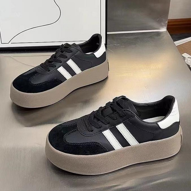 HONGUAN 여성 심플한 키높이 스니커즈 캐주얼 운동화