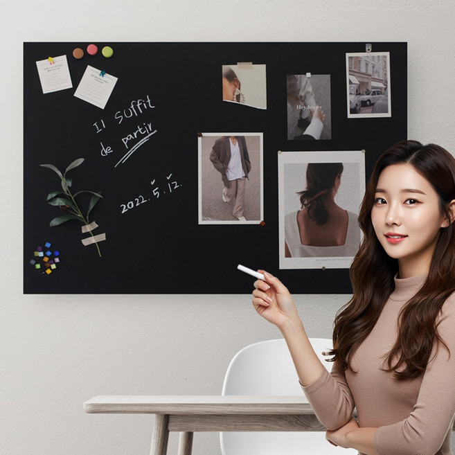 린지 자석칠판 시트지 붙이는 블랙보드 화이트보드, 01. 접착형(블랙), S사이즈(400mm X 600mm)