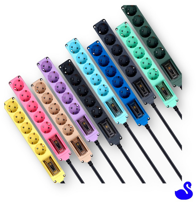 [팔마누] 고사양멀티탭 가정용멀티탭 멀티텝 멀티탭 오브제 고용량 누전차단 멀티코드 콘센트 6구 3M, 옐로우