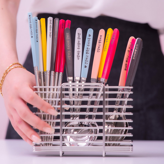 지워지지 않는 퍼니셜 네임각인 컬러 아동 성인 수저 포크 나이프 네임수저, 숟가락, 소프트핑크