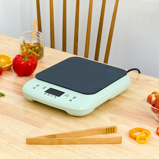 독일브랜드 1구 디지털 인덕션 전기레인지 1500W 6단온도조절 휴대용 캠핑 소형레인지, 프리스탠딩, 민트