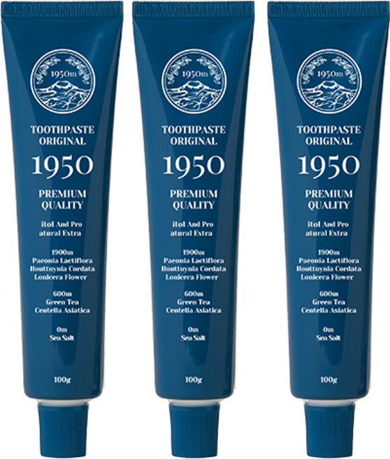 1950 제주 미네랄솔트 블루 치약 소금치약 시린이케어 무불소, 3개, 100g