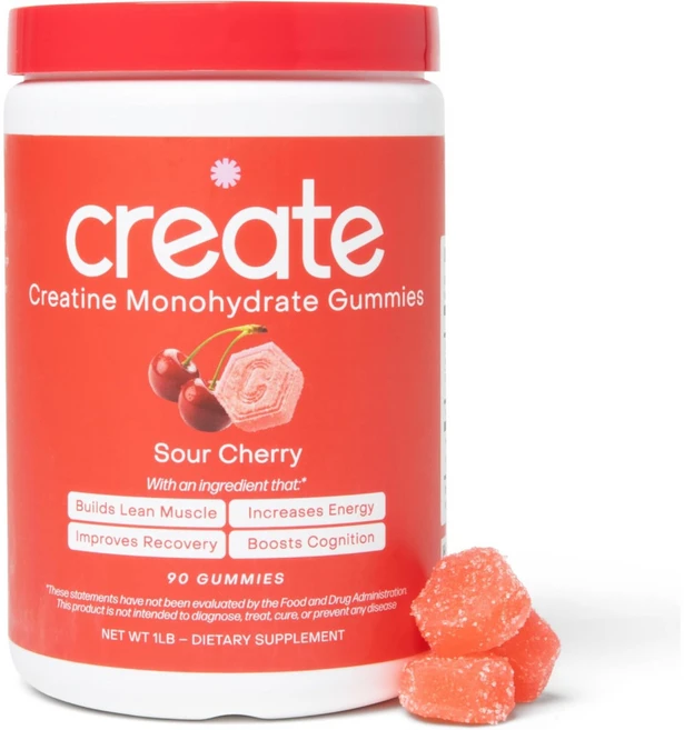 크레아틴 모노하이드레이트 구미 사워 체리맛 90개 1.5g 보충제, 사워 체리, 1개 - 쿠팡