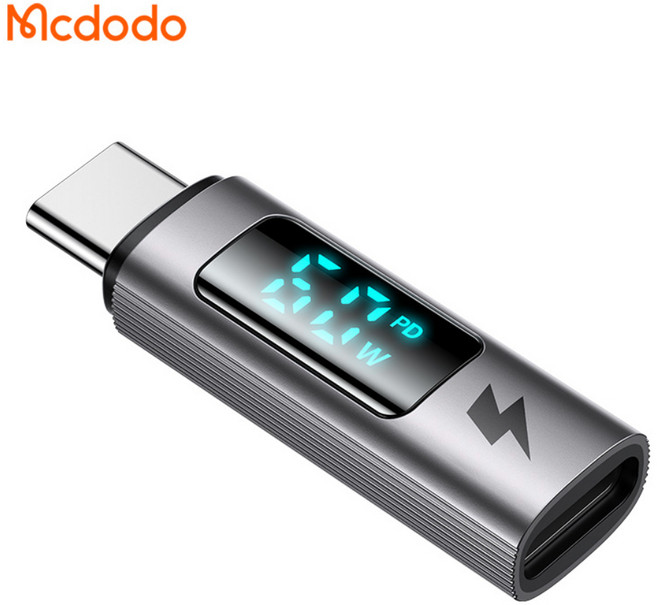Mcdodo 麥多多 金屬數顯充電轉接頭 Type-C 公轉 Lightning 母 支援 PD 快充, 1個, typec公轉lightning母60W