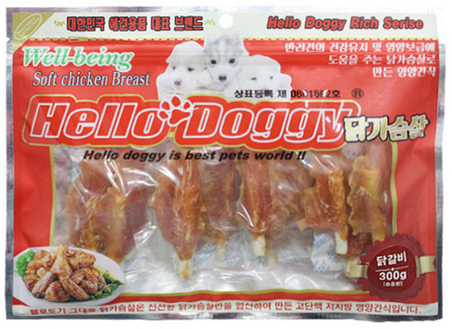 헬로도기 애견간식 대용량간식 300g 건조간식/육포, 닭갈비, 5개