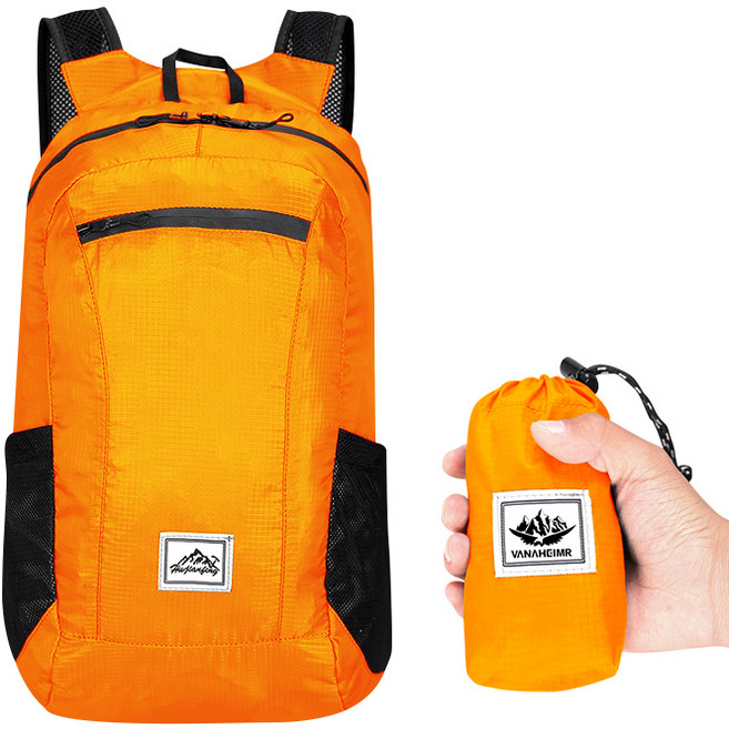 초경량 접이식 포켓 백팩 아웃도어 기능성 등산 가방 방수배낭 20L 엄선라이프, 오렌지