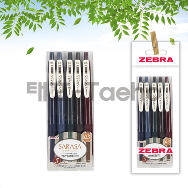 제브라 사라사클립 빈티지 볼펜 0.5mm, 1세트, 사라사클립 빈티지 베이지 컬러 5색