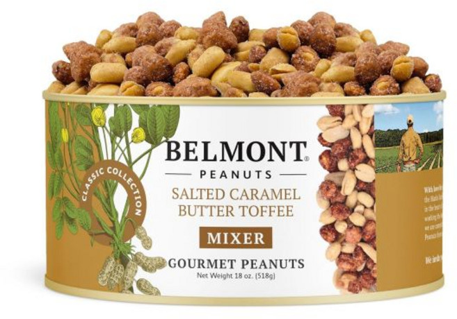 벨몬트 땅콩 고급 소금맛 버지니아 20온스 1팩 – 3가지 간단한 재료만 사용 방부제 없음 7g 단백질 프리미엄 짭짤하고 바삭하며 손으로 양념한 간식, 소금 간 카라멜 버터 토피 믹서, 18 온스 (1개 팩)