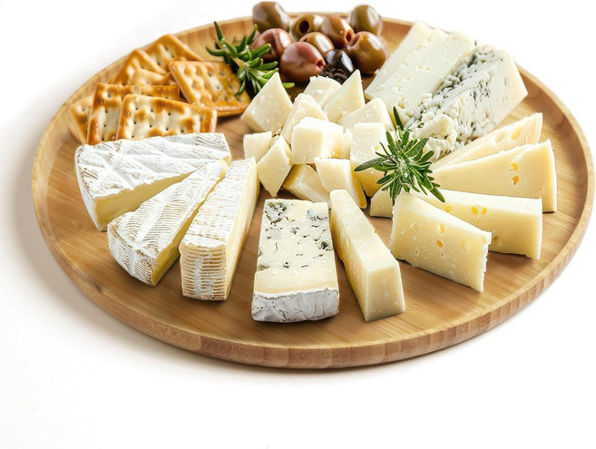 프리미엄 대나무 원형 트레이 - 그릴 바비큐 차 커피 오스만 장식용 천연 다용도 목재 서빙 플래터 12, 1, 12"