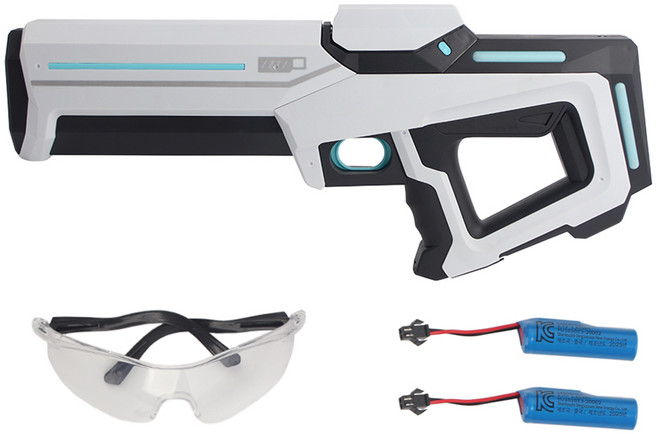 투데이리빙 자동 급수 전동 워터건 + 배터리 2개 + 수경 세트 여름 물놀이 물총 워터밤 워터파크 페스티벌 장난감 대용량 워터 피스톨 놀이 완구, 1개, W99072W(화이트