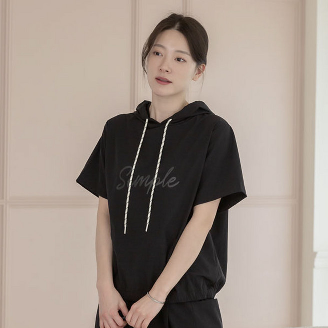 여성 여름 아노락 후드 반팔 티셔츠 빅사이즈 엄마옷 외출 운동복