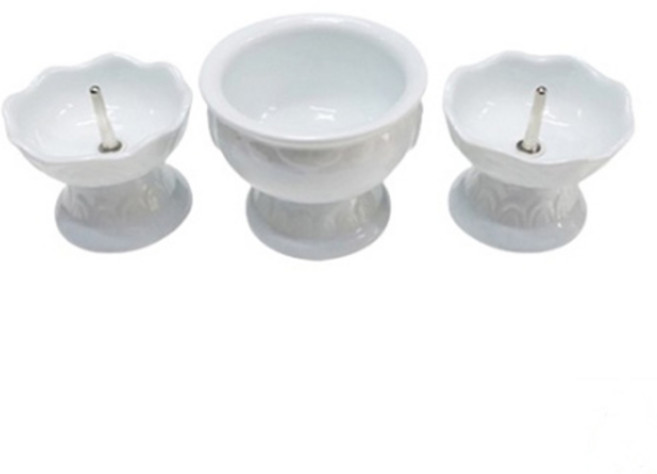 백자 연꽃 촛대 향로 도자기 세트 소, 1개