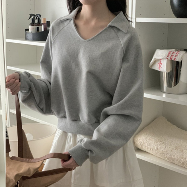 마이쏭 여성 국내제작 고퀼리티 세미크롭티 뉴트럴브이넥카라맨투맨