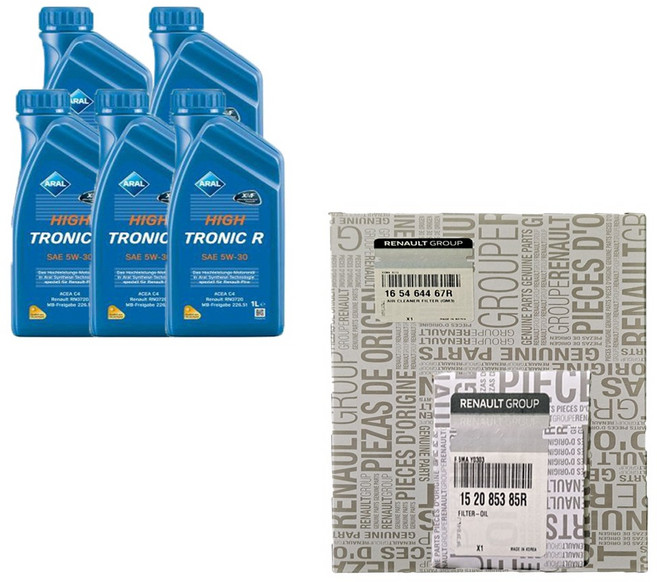 QM3 디젤 아랄 하이트로닉 R 5W30(5L) C4 르노 순정필터 엔진오일세트, 1개