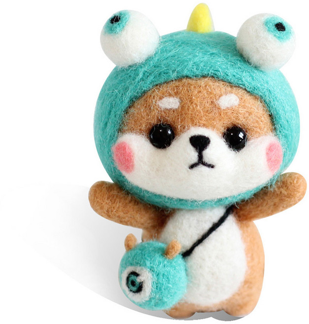 수예양모펠트 스탬프 제작 diy 자체 제작 소재 가방 큐티 뽀글이 피규어 인형, 차량용, 8# 수박 시바견, 1개
