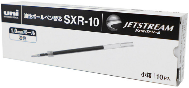 미쓰비시 유니볼 제트스트림 단색 리필 1.0mm 1갑, 10개, 블랙