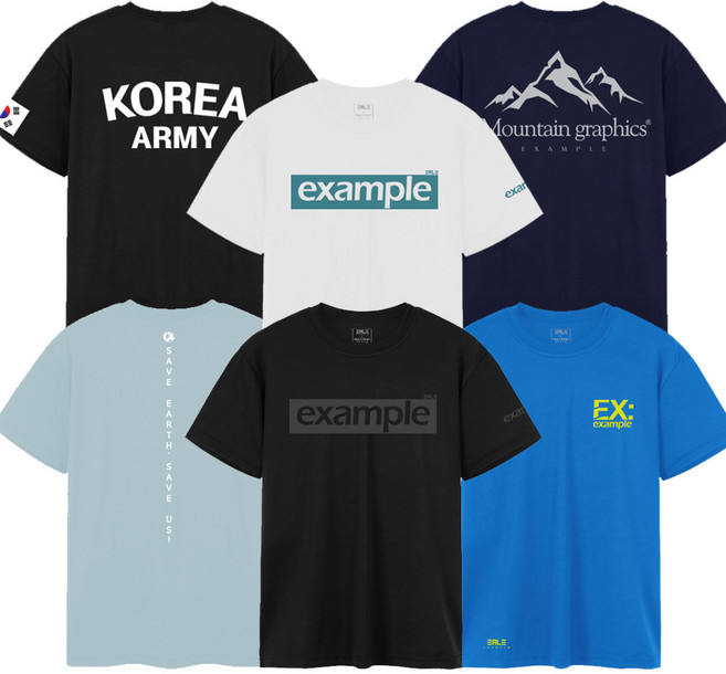 이그잼플 남성 울트라 드라이 기능성 반팔 5종 택1 M~4XL 커플티 남여공용 남자 빅사이즈 가능