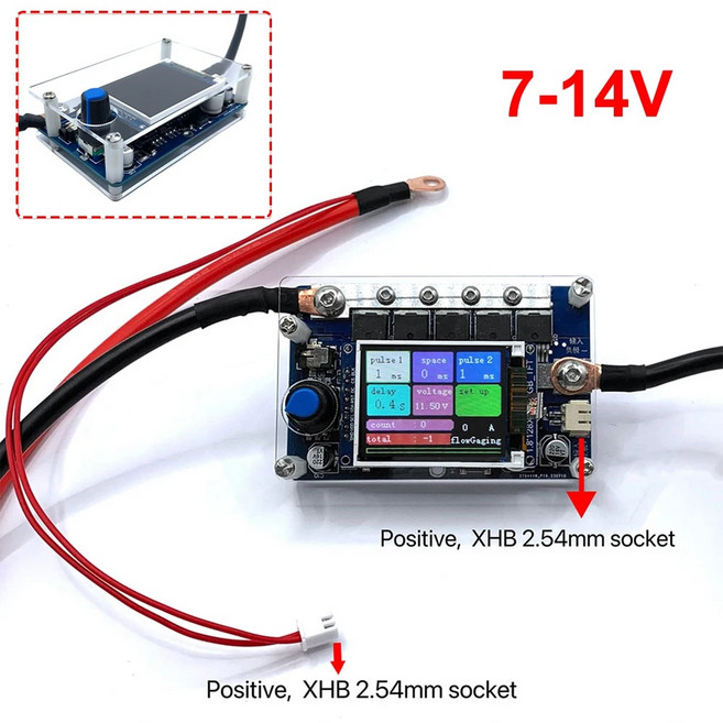 스폿용접기 미니 스폿 용접기 제어 휴대용 디지털 디스플레이 DIY 18650 배터리 7-14V, 2)0.12mm Nickel Sheet