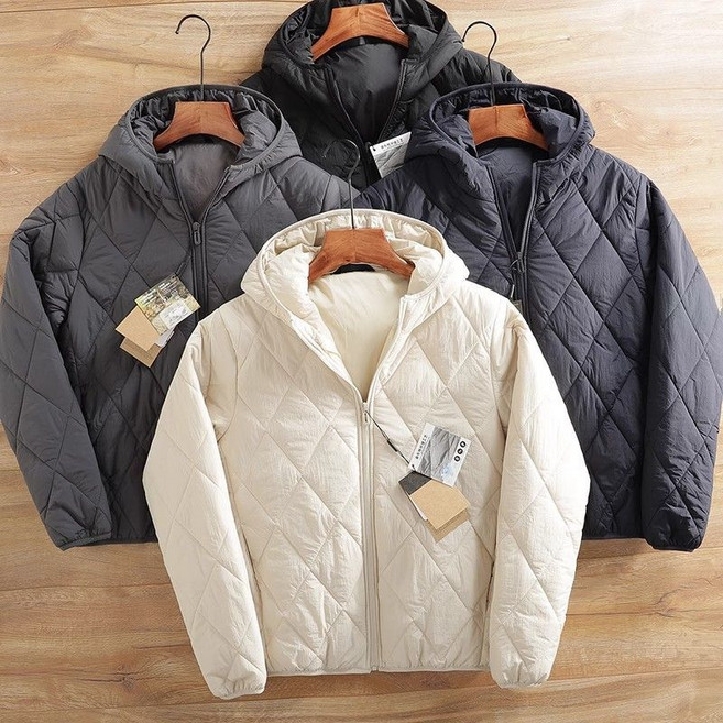 경량 누빔 패딩 점퍼 남녀공용 빅사이즈 후드 집업 패딩점퍼 루즈핏 캐주얼 퀼팅 웰론 자켓 가을겨울 따뜻한 바람막이 아우터