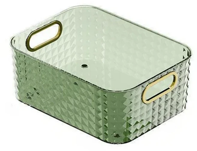 보관 상자 뚜껑이 있는 길고 좁은 데스크탑 화장품 홈 거실 스낵 기타, 01 green