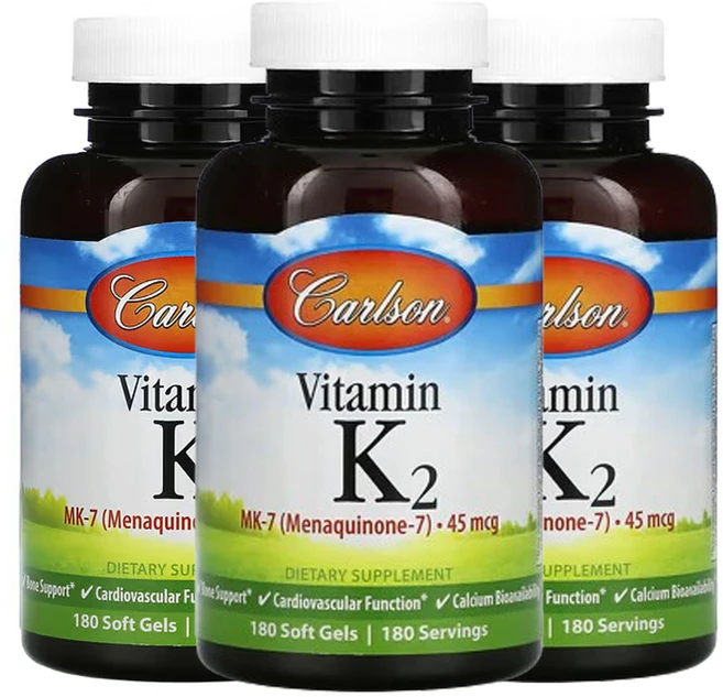 칼슨 비타민 K2 MK-7 45mcg 180소프트젤, 180정, 3팩 - 쿠팡