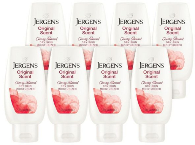 Jergens 저겐스 오리지널 센트 드라이 스킨 바디 로션 손과 몸 보습제 체리 아몬드 에센스 피부과 테스트 완료 32온스, 110ml, 1개