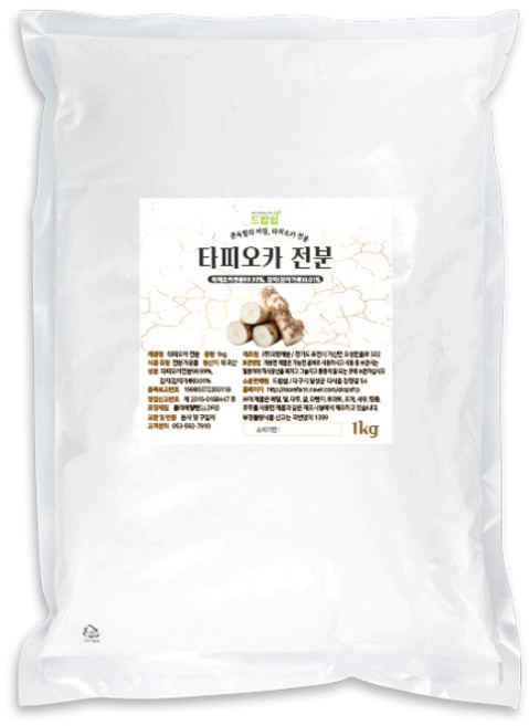 드랍쉽 타피오카전분 1kg 버터떡 전분 가루 분말 파우더 타피오카 찰빵 푸딩 제과 제빵 홈베이킹 떡 재료, 1개