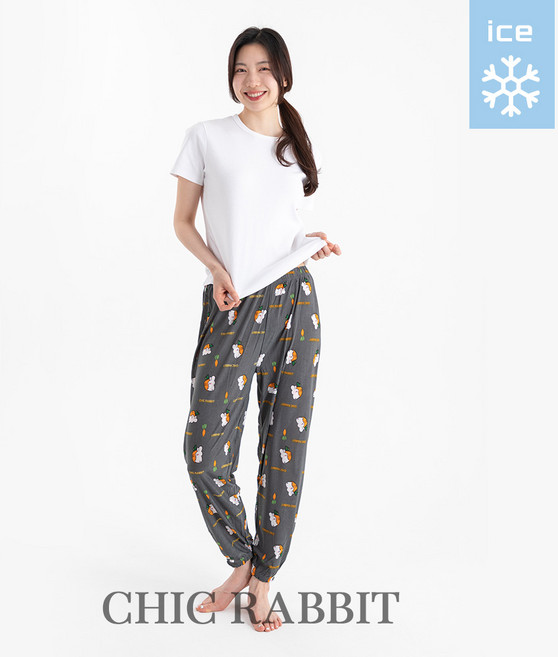 시크래빗 남성 여성 아이스 바지 홈웨어 여름 냉장고 잠옷 빅사이즈 스판