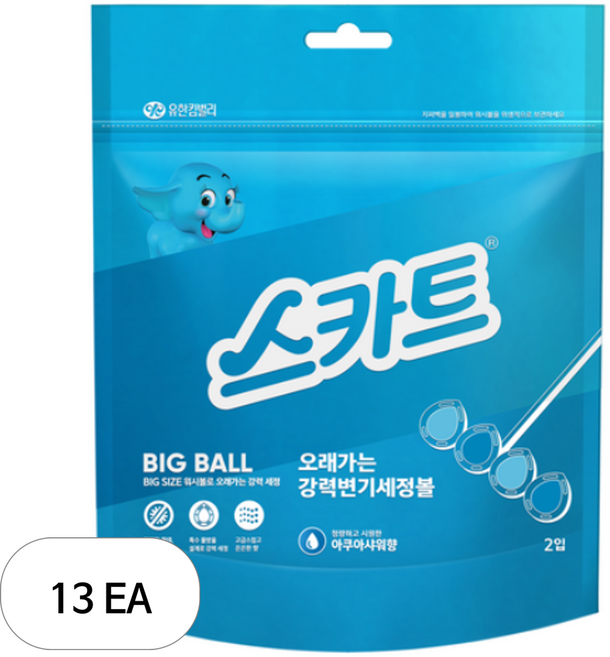 스카트 오래가는 강력 변기 세정볼 아쿠아샤워향 2p, 13개