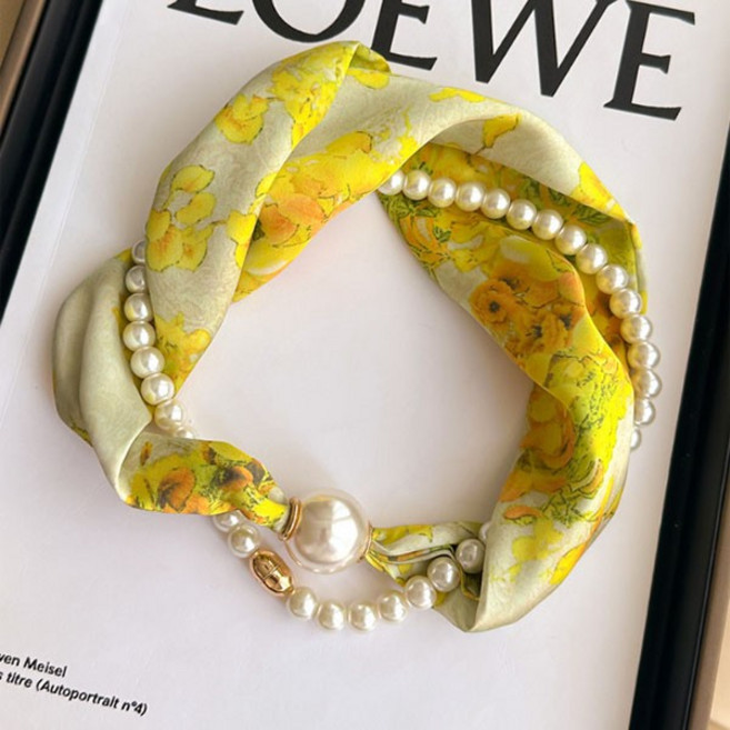 마그네틱 진주 장식 스카프 여성 패션 네클리스 목걸이 봄 가을 여자 머플러