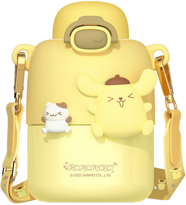 칼노 정품 산리오 물통 텀블러 보온보냉 원터치 물컵 휴대용 어린이 물병, 1개, 430ml, 폼폼푸린