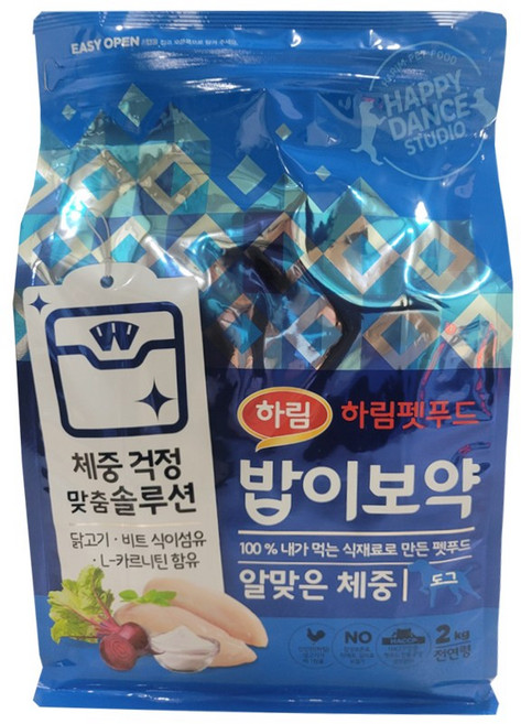 하림펫푸드밥이보약 강아지 기능성 사료, 다이어트(체중유지), 2kg, 1개